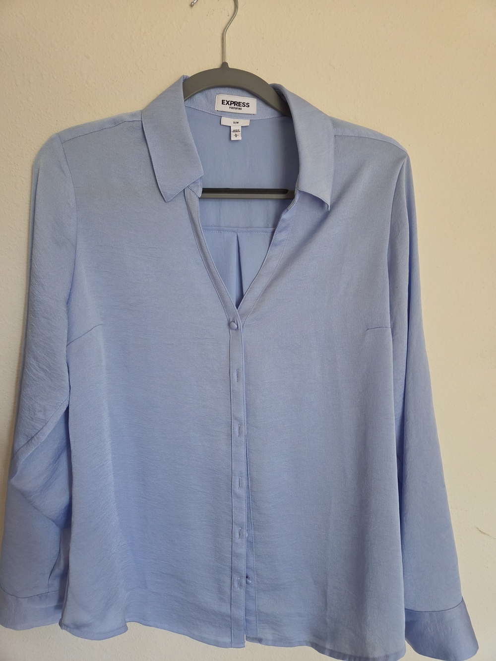 NWOT Express Light Blue Button-Front Blouse